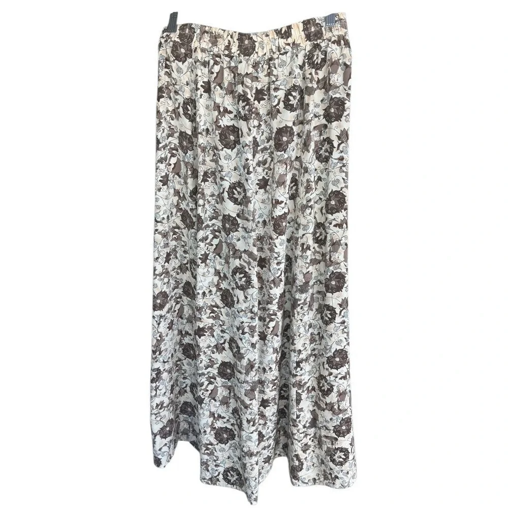 Vintage Henri Bendel Womens 100% Silk Floral Midi Skirt Romantic 90s Size S